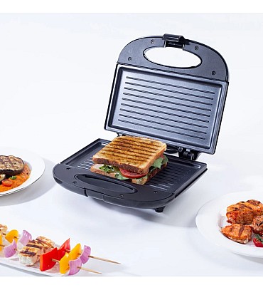 Prato Plus Griller Auto Temp Control, LED indicator | 800 W | Non-stick Coated Plates | Oil Free Toasting| Easy to Clean| 1 Year Warranty